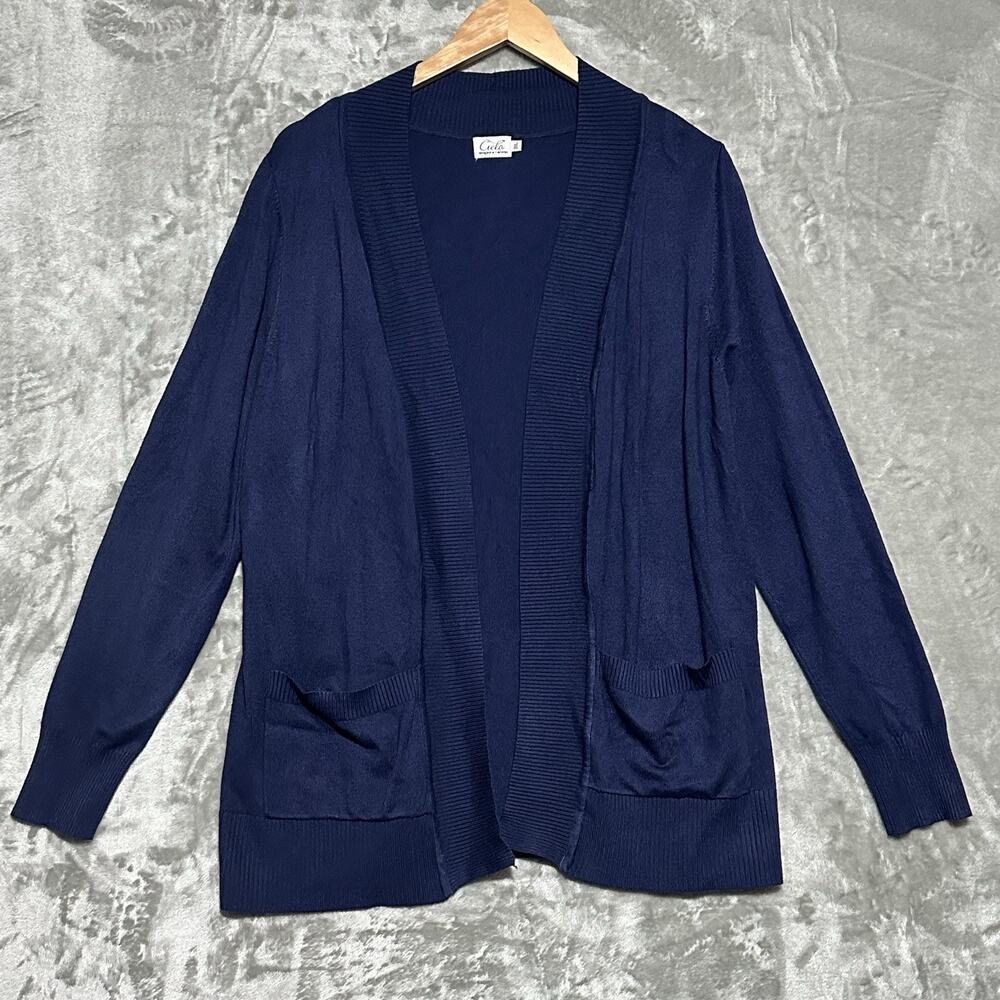 Cielo Open Front Cardigan‎ Sweater Womens Size 3X Blue Minimalist Casual Preppy